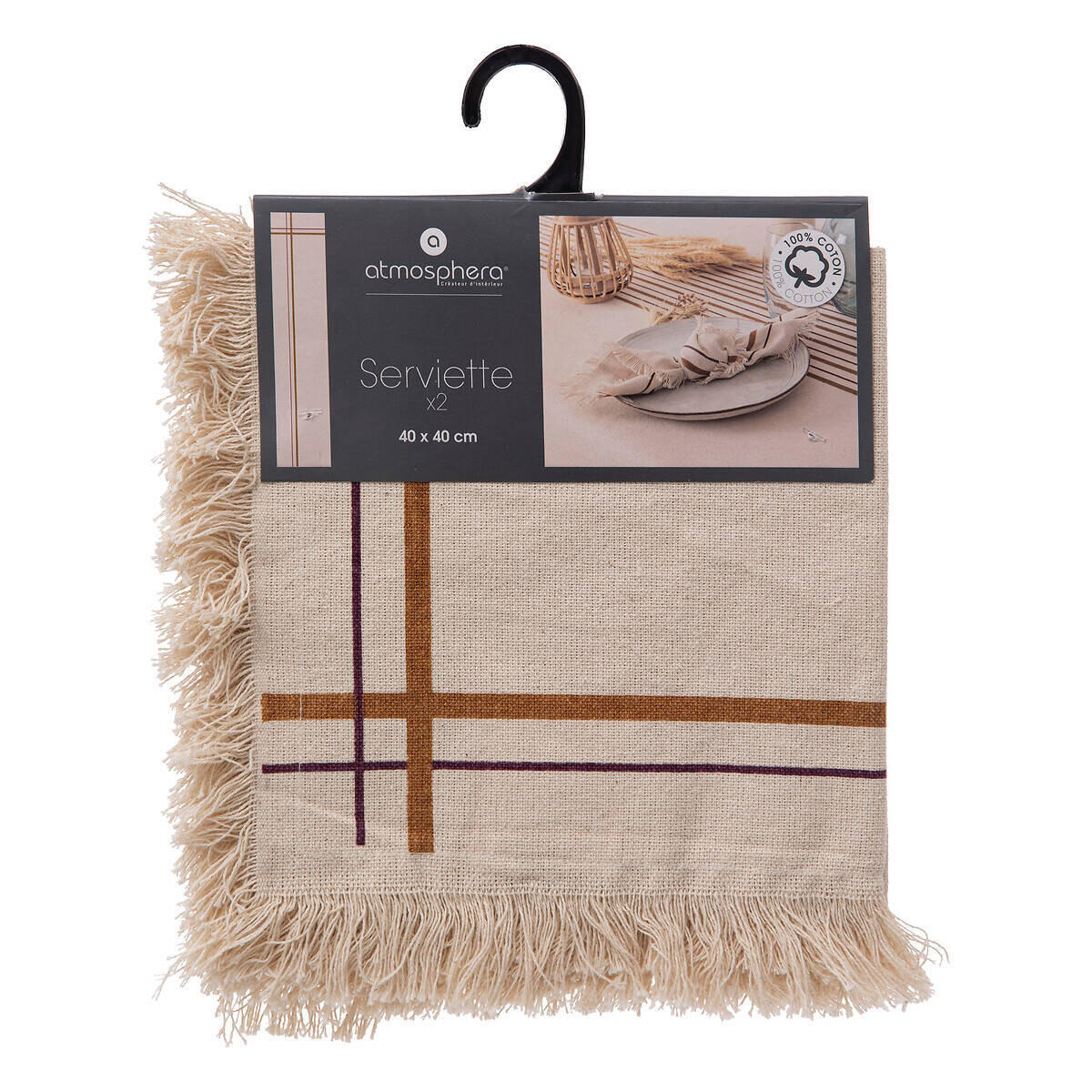 SERVIETTEN Maha 40/40 cm 2er-Set - Beige, Naturmaterialien (40/40cm) - Atmosphera Createur d´interieur