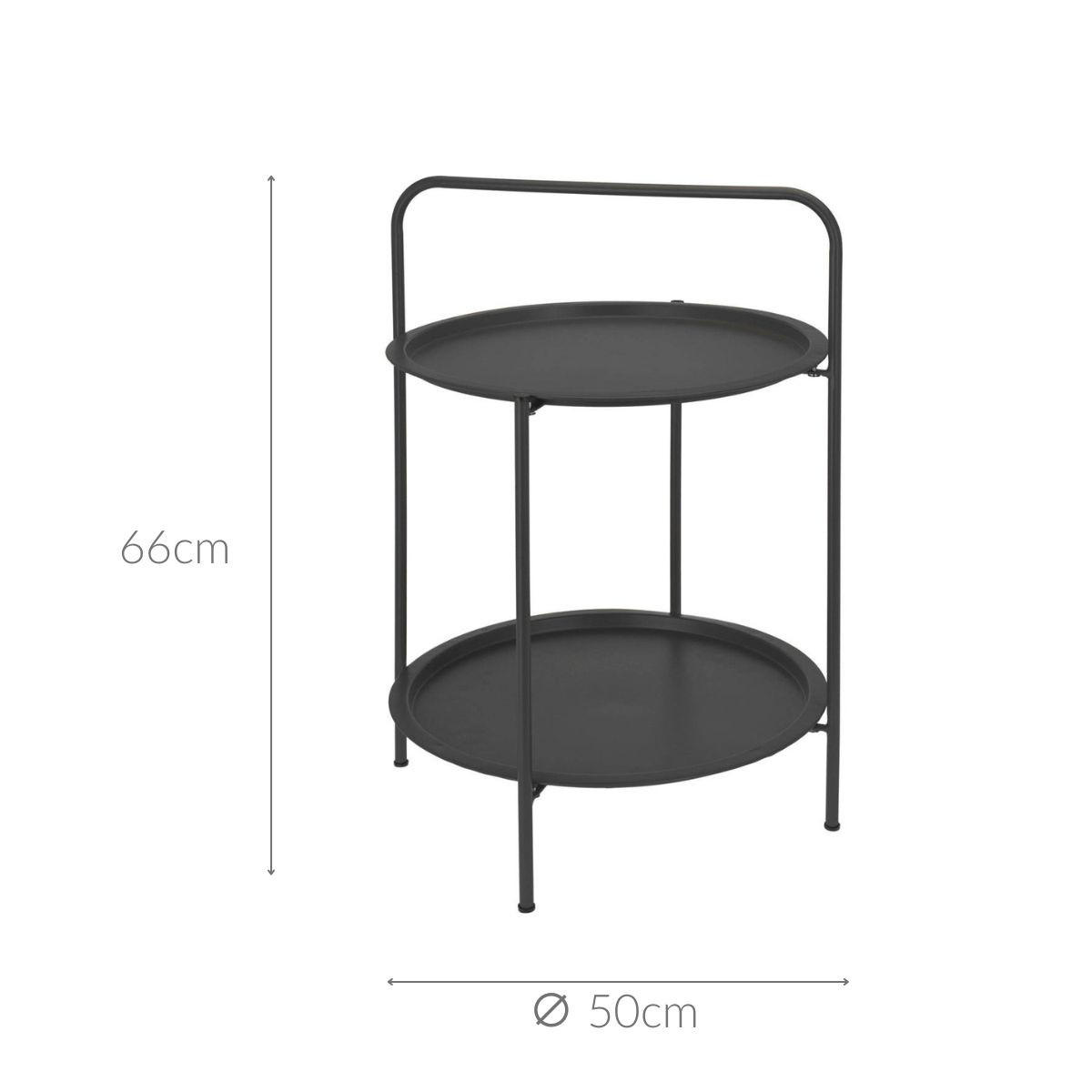 KAFFETISCH mit Tragegriff 50 cm - Anthrazit, Metall (50/50/66cm) - Ambiance