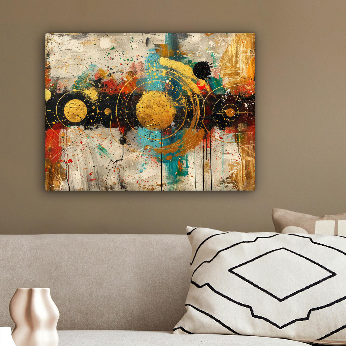 LEINWANDBILD - Abstrakt - Kunst - Gold - Modern - 40x30 - Wanddeko - Multicolor, Textil (40/30cm) - MuchoWow