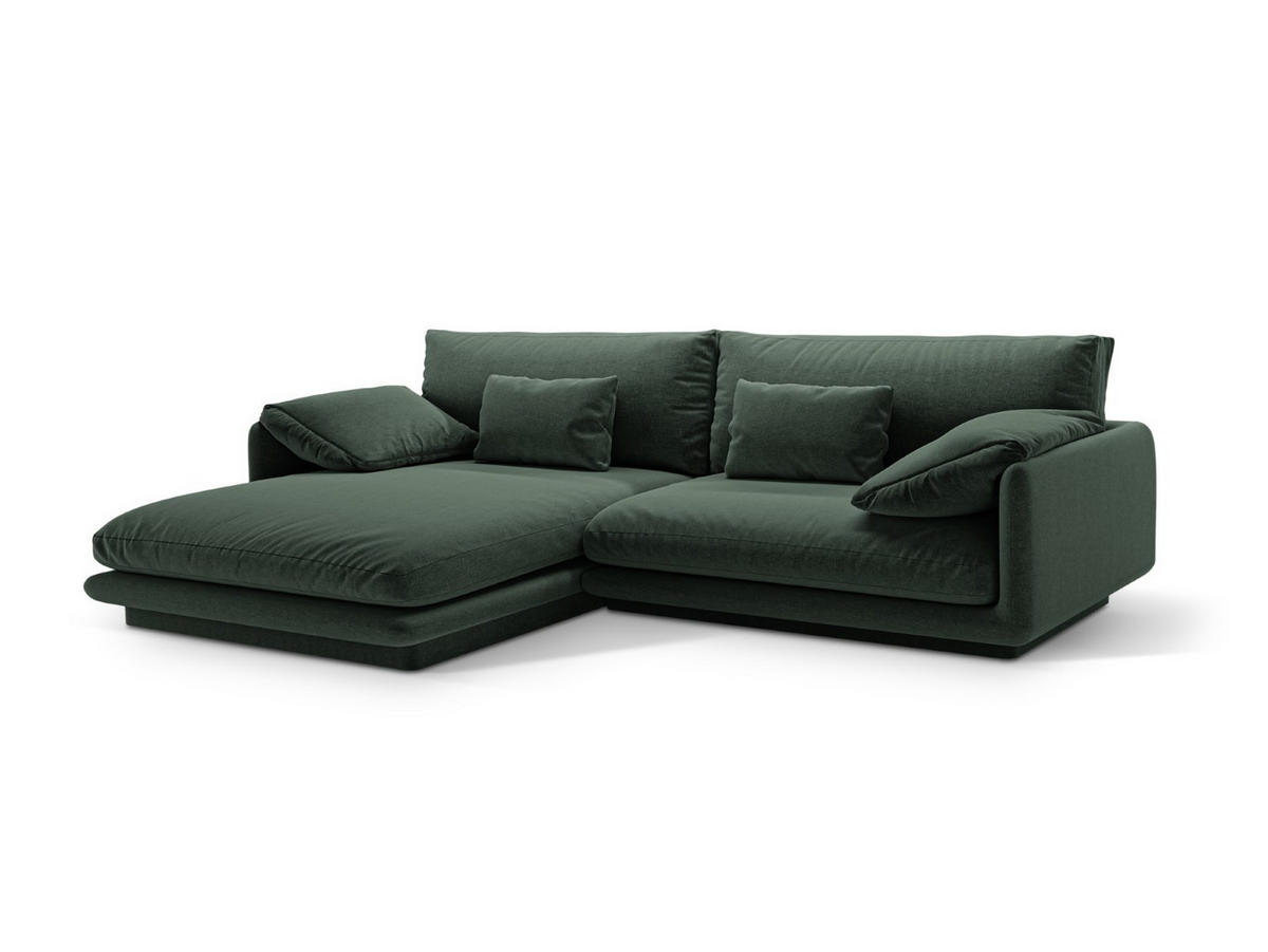 ECKSOFA links Torino aus strukturiertem Stoff moosgrün 4 Sitzplätze - Salbeigrün, Textil (170/250cm) - Micadoni