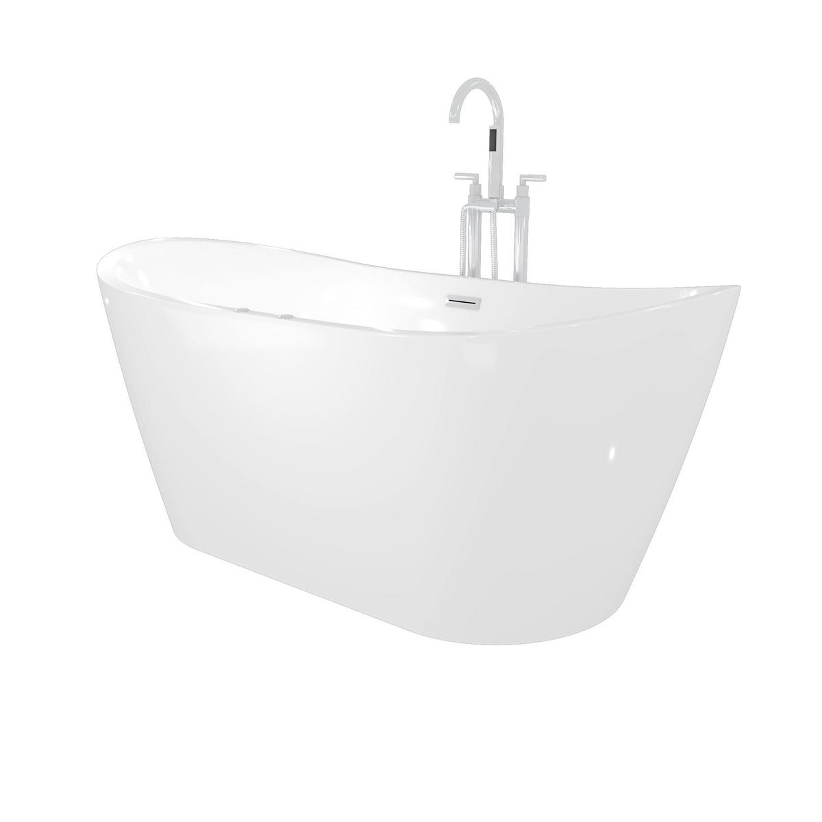 FREISTEHENDE Wanne F23 180cm Whirlpool Luft & Wasser Armatur AF03 - Weiß, Glas/Kunststoff (80/72/180cm) - AcquaVapore by Sandra Jentho