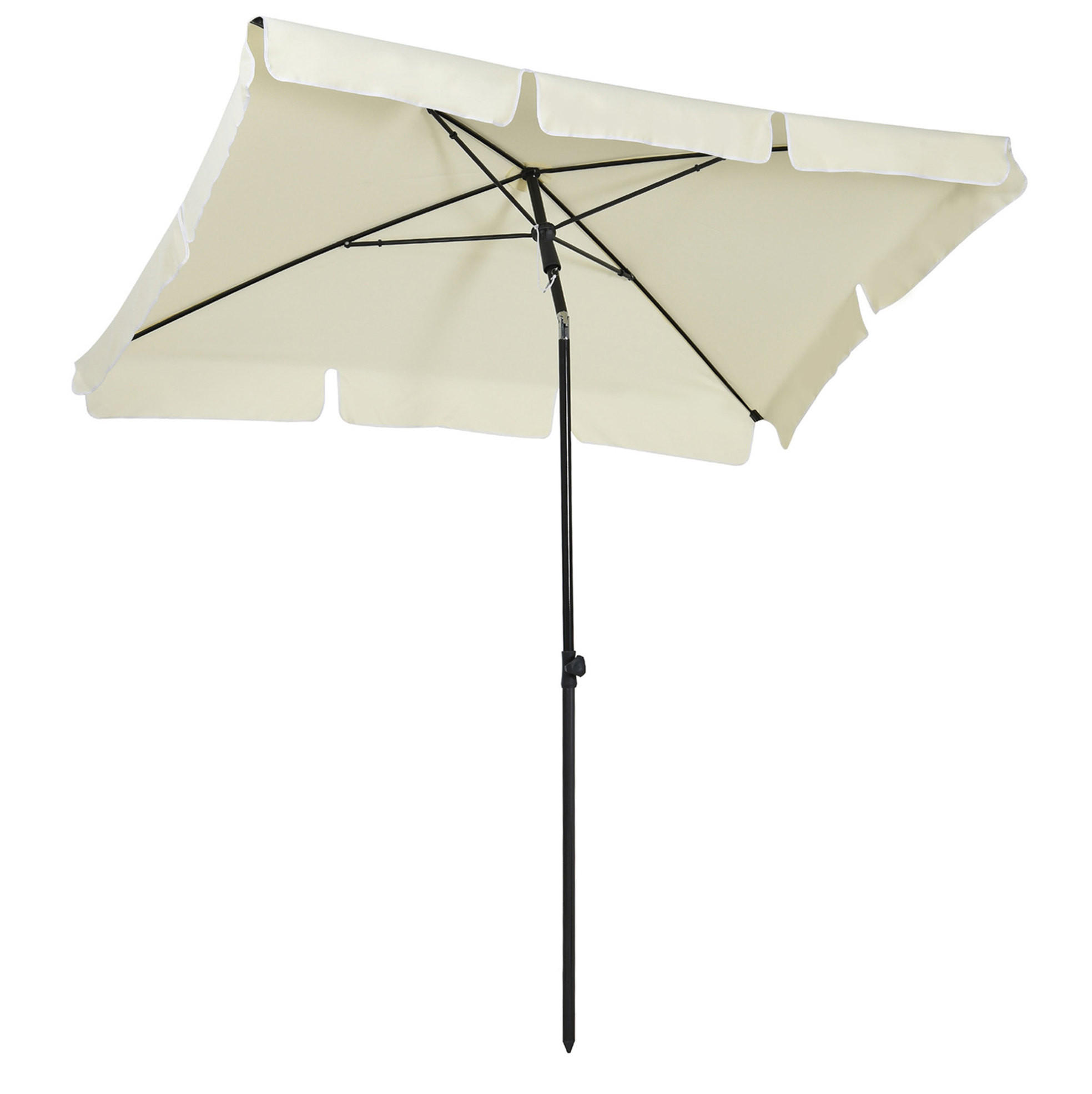 SONNENSCHIRM 198/130/245 cm cremeweiß aus Aluminium knickbar - Beige, Holzwerkstoff (130/198cm) - OKWISH