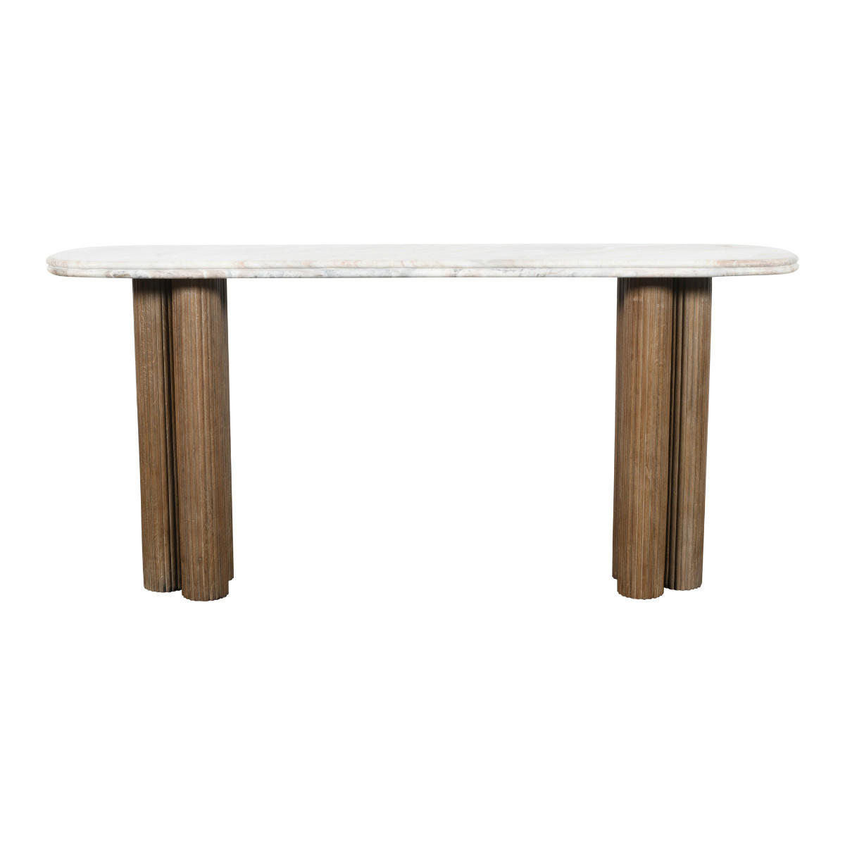KONSOLENTISCH aus Massivholz und Marmor 165/77/38 cm - Blau, Holz (12/38/77cm) - Signature