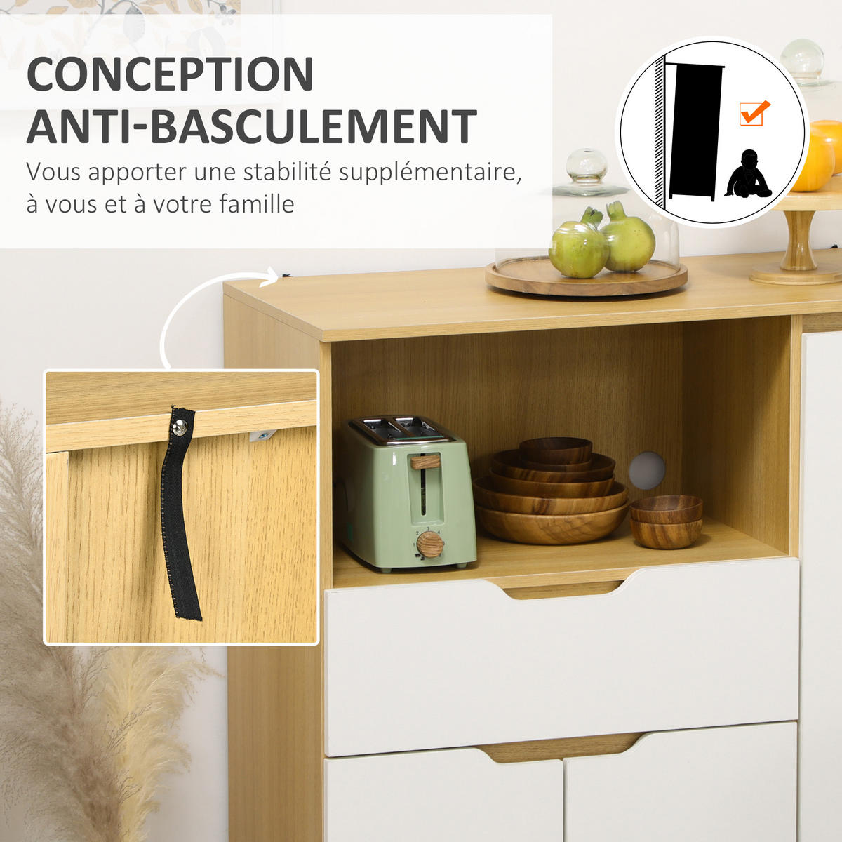 MIKROWELLENUNTERSCHRANK DE-11160 2 Türen Weiß/Holz - Weiß, Holzwerkstoff (40/98.5/90cm) - ComfortXL