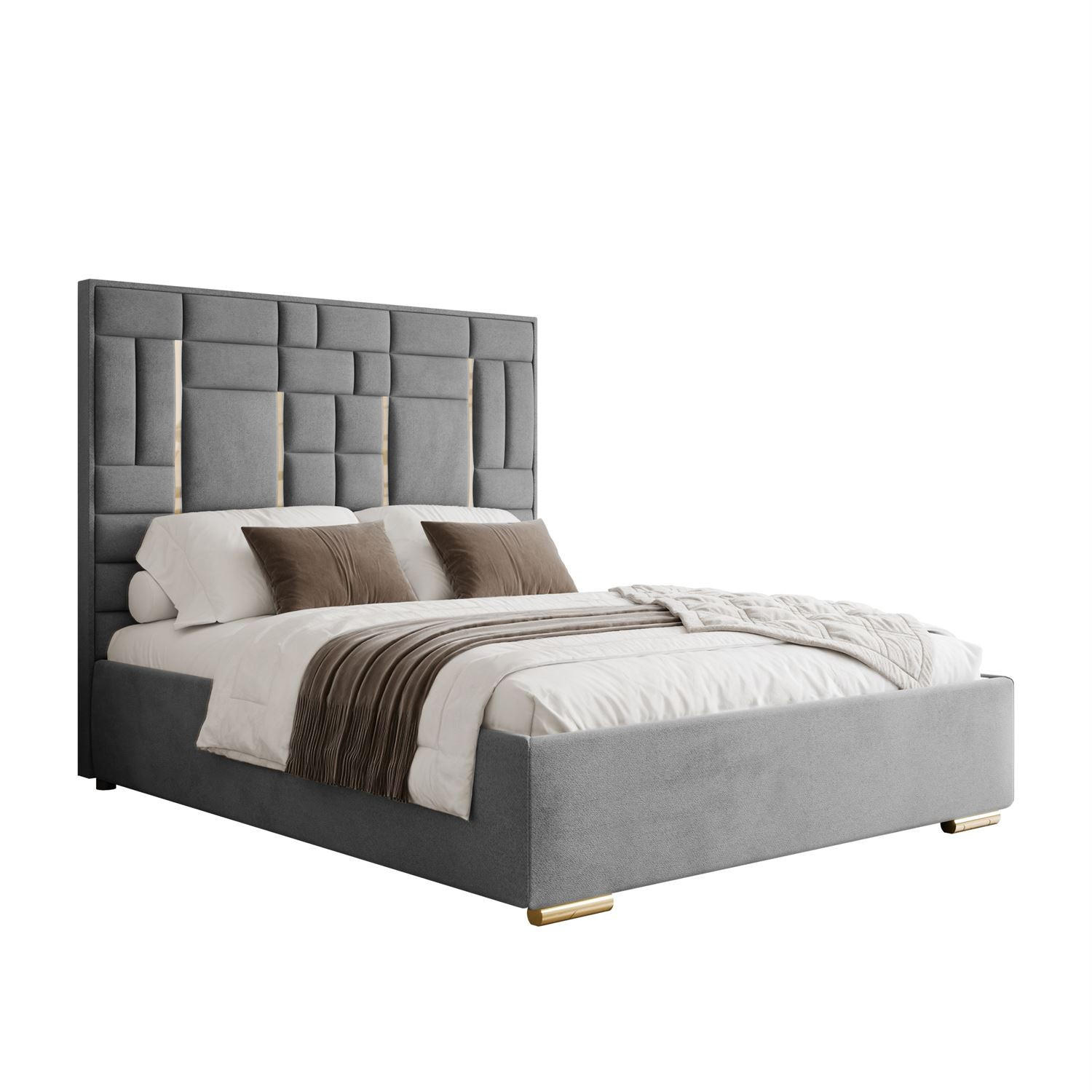 POLSTERBETT BRIGITTE GOLD mit Bettkasten 140x200 cm Element 23 - Grau, Textil (140/200cm) - Lookway