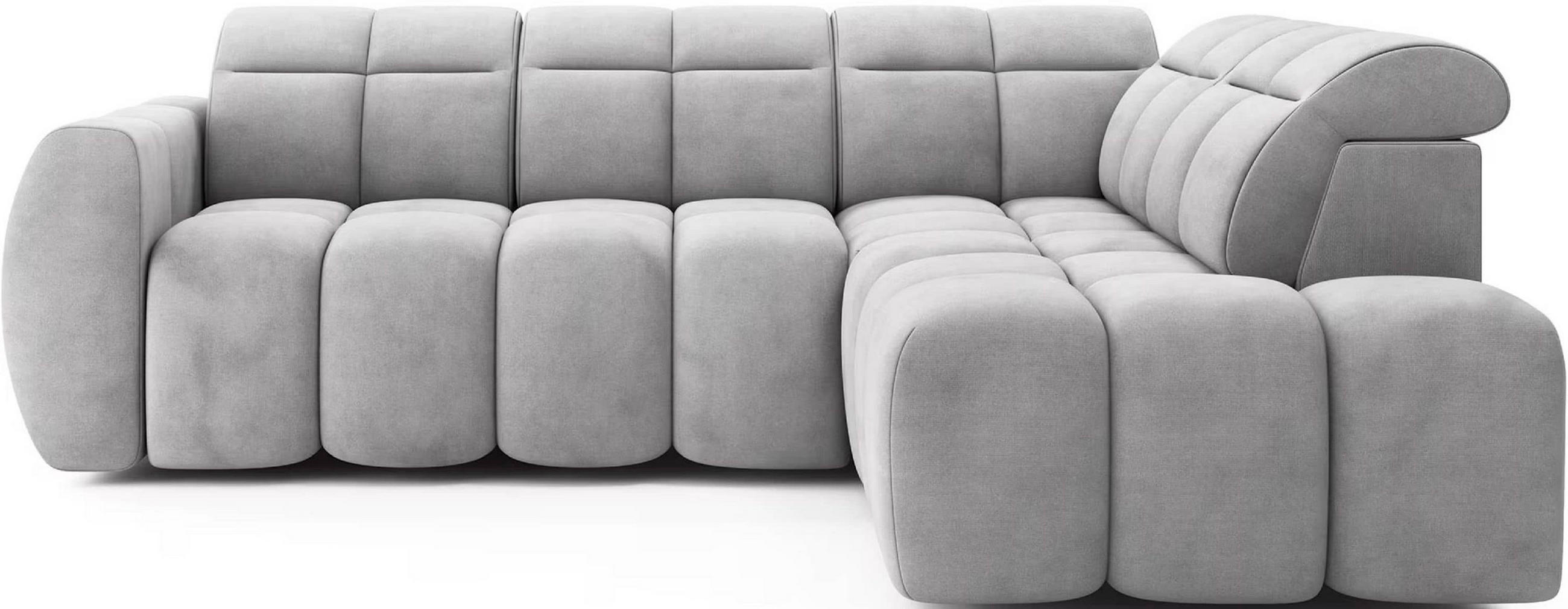 ECKSOFA mit elektrischem Sitzvorschub, Bettkasten und verstellbare Kopflehnen - Grau, Naturmaterialien/Textil (208/258cm) - Eltap
