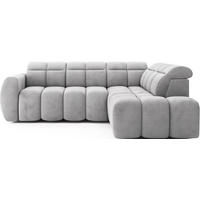 ECKSOFA mit elektrischem Sitzvorschub, Bettkasten und verstellbare Kopflehnen - Grau, Naturmaterialien/Textil (208/258cm) - Eltap