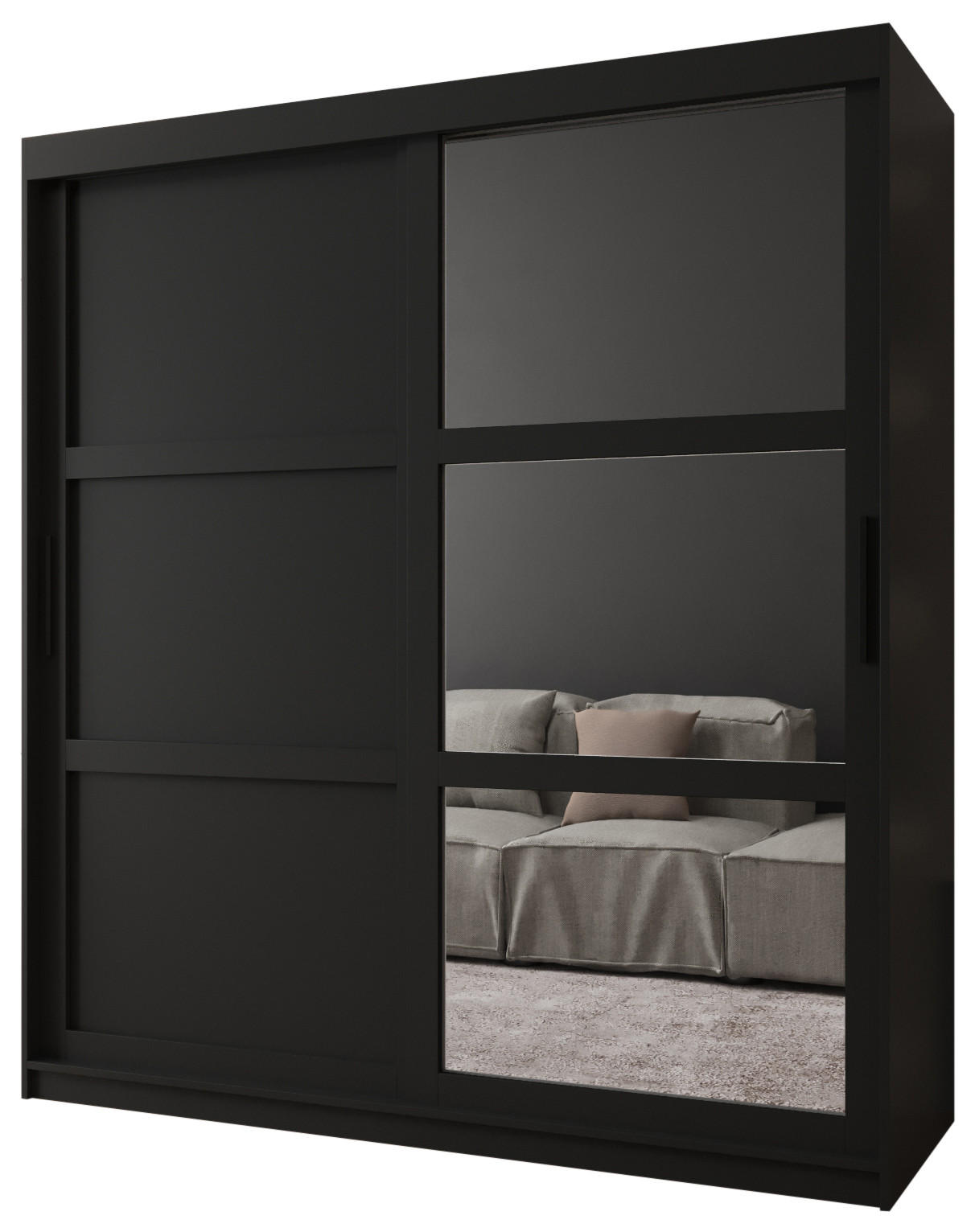 SCHWEBETÜRENSCHRANK 200/180/62 2-türig - Schwarz, Holz/Kunststoff (180/200/62cm) - MÖBEL KRYSPOL