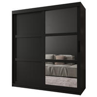 SCHWEBETÜRENSCHRANK 200/180/62 2-türig - Schwarz, Holz/Kunststoff (180/200/62cm) - MÖBEL KRYSPOL