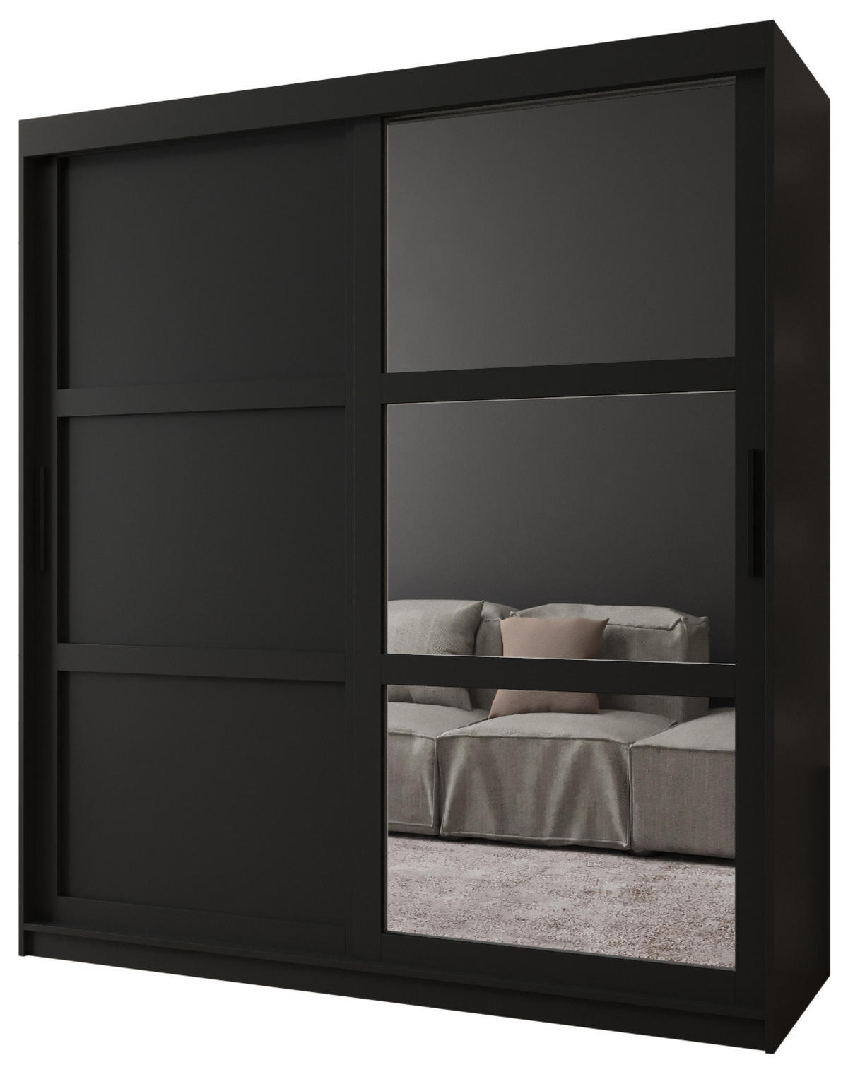 SCHWEBETÜRENSCHRANK 200/180/62 2-türig - Schwarz, Holz/Kunststoff (180/200/62cm) - MÖBEL KRYSPOL