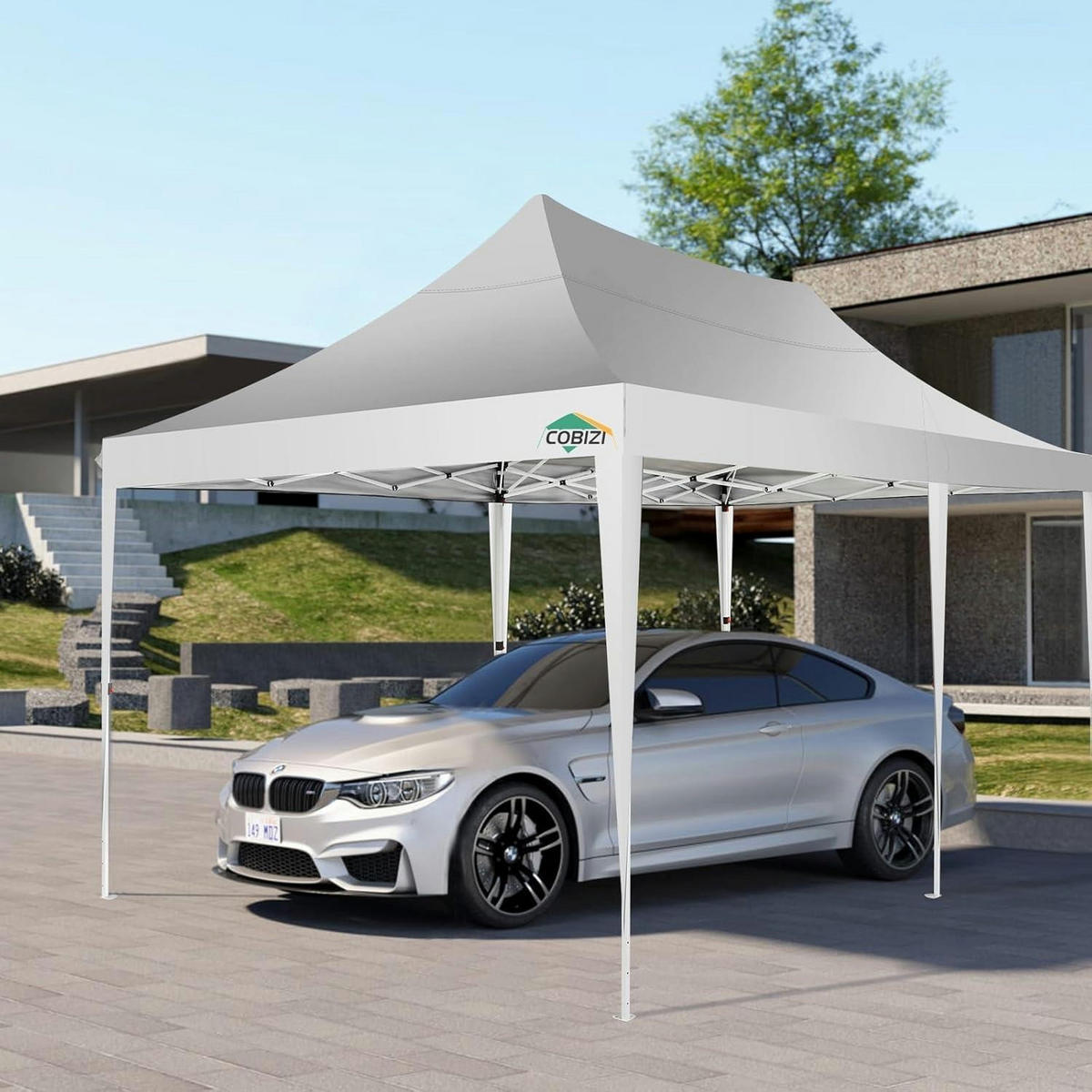 FALTPAVILLON 3 x 6 m Weiß Wasserdicht Höhenverstellbar - Weiß, Textil (300/320/600cm)