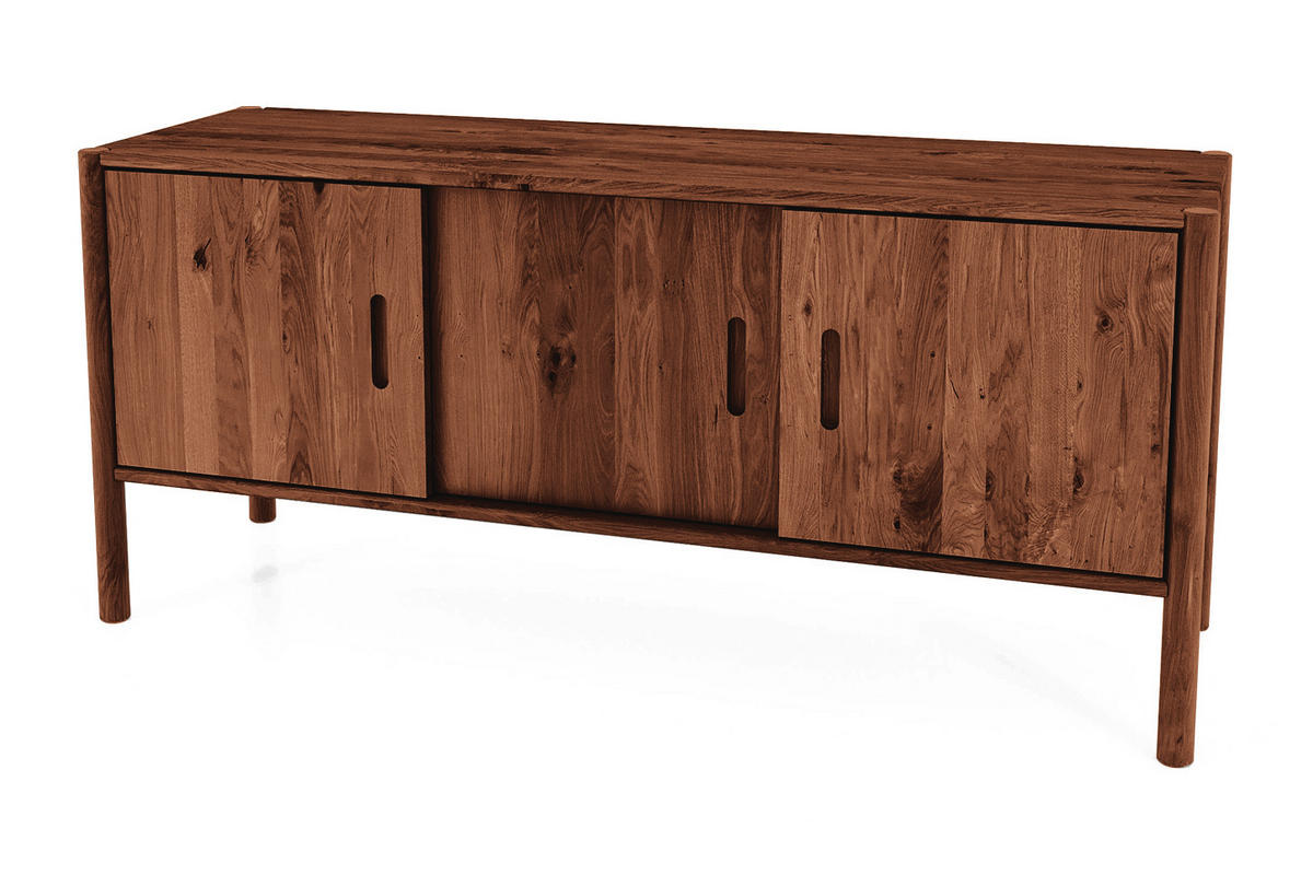 KOMMODE INA Wildeiche - Dunkelbraun, Holz (142/64/46cm) - byoak