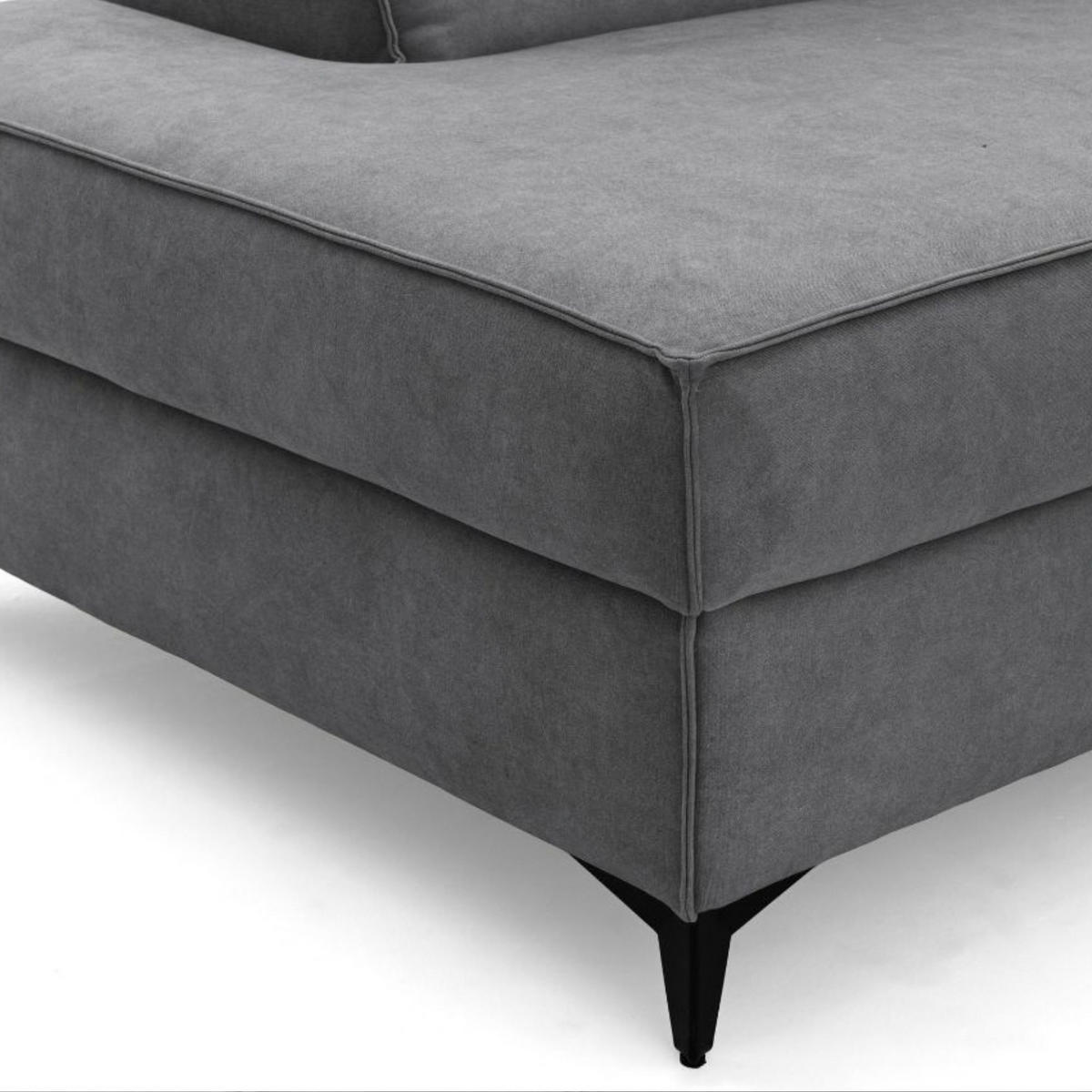 ECKSOFA PURE U Rechts mit Schlaffunktion 127x270 Velours Grau - Schwarz/Grau, Holz/Textil (204/340cm) - Muffo