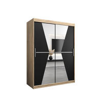 SCHWEBETÜRENSCHRANK 200/150/62 2-türig - Silberfarben/Schwarz, Holz/Kunststoff (150/200/62cm) - Abiks Möbel