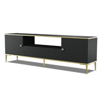 TV LOWBOARD Schwarz, Gold 180/55/35 - Schwarz, Holzwerkstoff (180/55/35cm) - RAUMHIRSCH FURNITURE