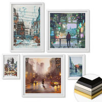 WANDBILDER 5er-Set - 50x50 cm & 20x30 cm & 40x60 cm Weißer Rahmen - Moderne, farbenfrohe Städte mit Charakteren - Weiß, Kunststoff (40/60cm) - ArtPrintCave