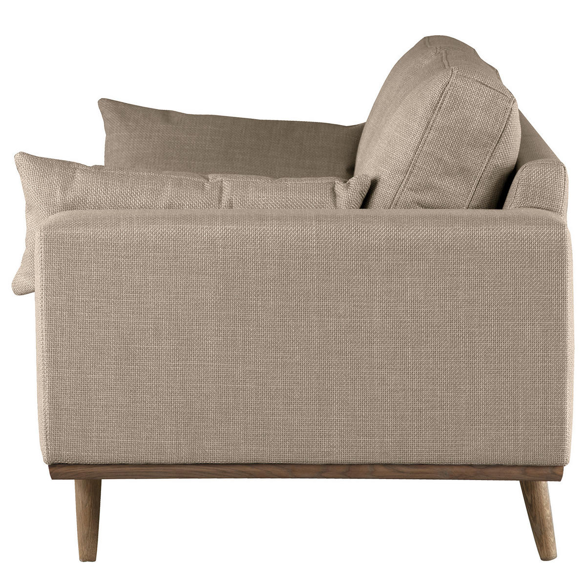 2-SITZER SOFA - Taupe/Eichefarben, Eichenholz/Textil (197/81/88cm) - home24