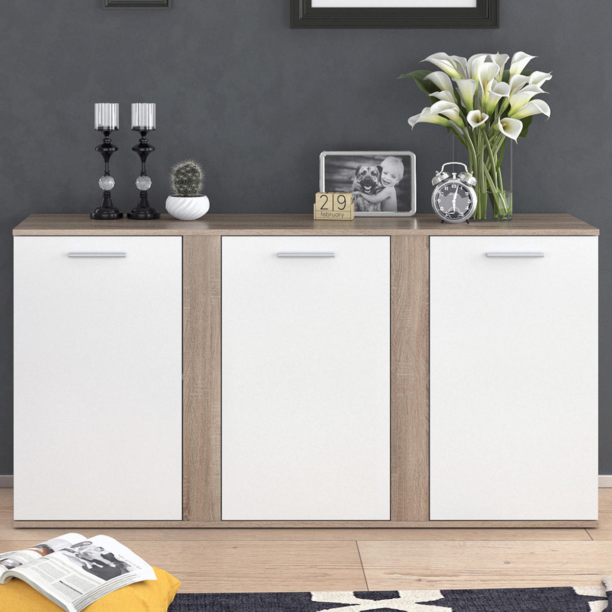 KOMMODE Novelli Sonoma 155 x 80 cm mit Türen - Sonoma Eiche, Holzwerkstoff (40/80/155cm) - Vicco