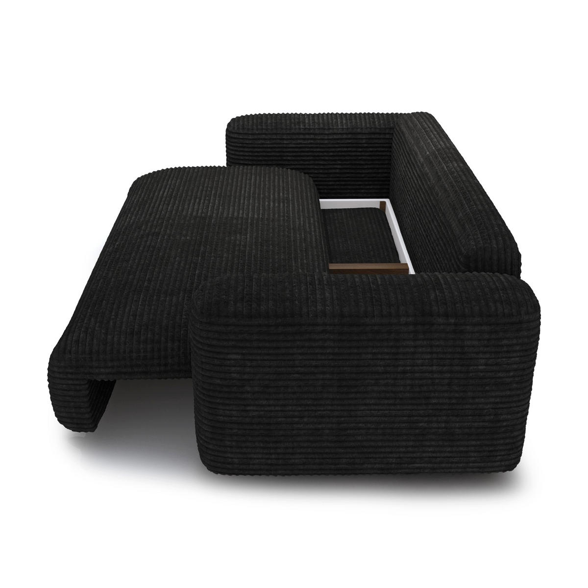 SCHLAFSOFA mit Stauraum LIOR XXL-Cord Schwarz 260cm - Schwarz, Textil (260/83/100cm) - Premium Interiors