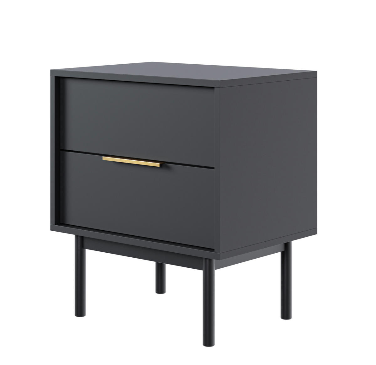 NACHTTISCH Viviaro Schwarz 54 cm - Goldfarben/Schwarz, Holz/Holzwerkstoff (54/61/39cm) - Selsey