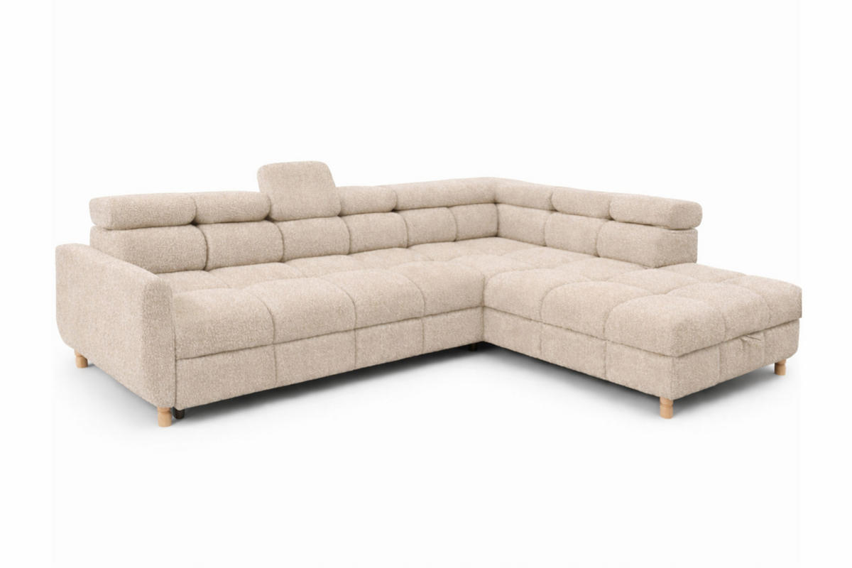 ECKSOFA - BUN - Beige - Arena 2 - Rechts - Beige, Holzwerkstoff (276/209cm) - Möblo