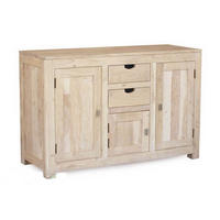 SIDEBOARD Akazie 130x45x85 white stone getüncht NATURE WHITE #86 - Beige, Holz (130/85/45cm) - Massivmoebel24