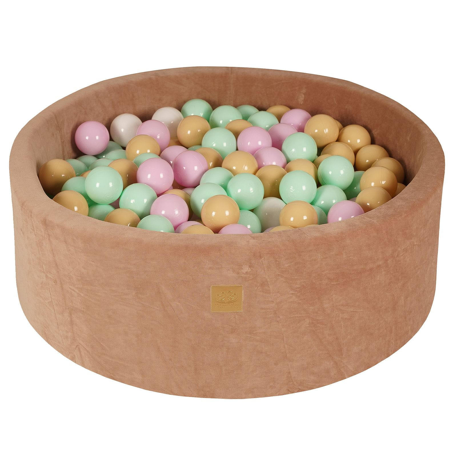 BÄLLEBAD für Kinder, Samt, Beige - Hellrosa/Beige, Textil (90/90/30cm) - MeowBaby