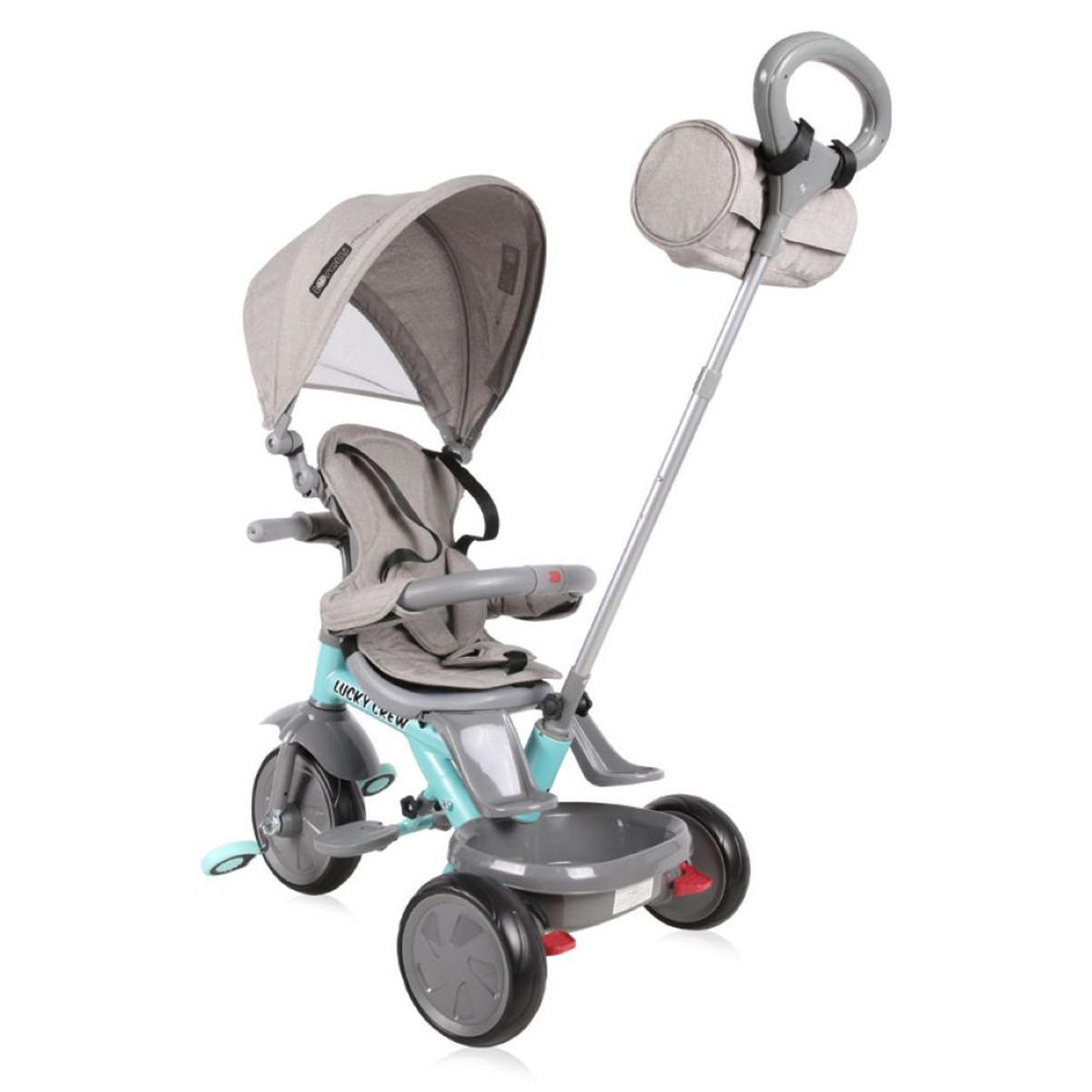 DREIRAD 4 in 1 Lucky grün Tasche Fußstütze verstellbarer Sitz Klingel - Grün, Metall (102/49/101cm) - Lorelli