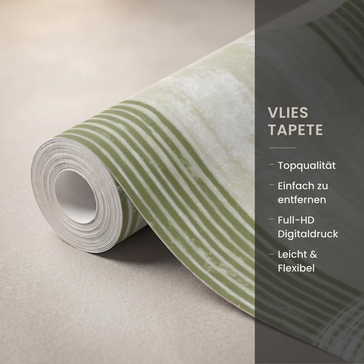 TAPETE - Künstlerisch - Modern - Grün - 240x260 cm - Olivgrün, Papier (240/260cm) - OnlyWow