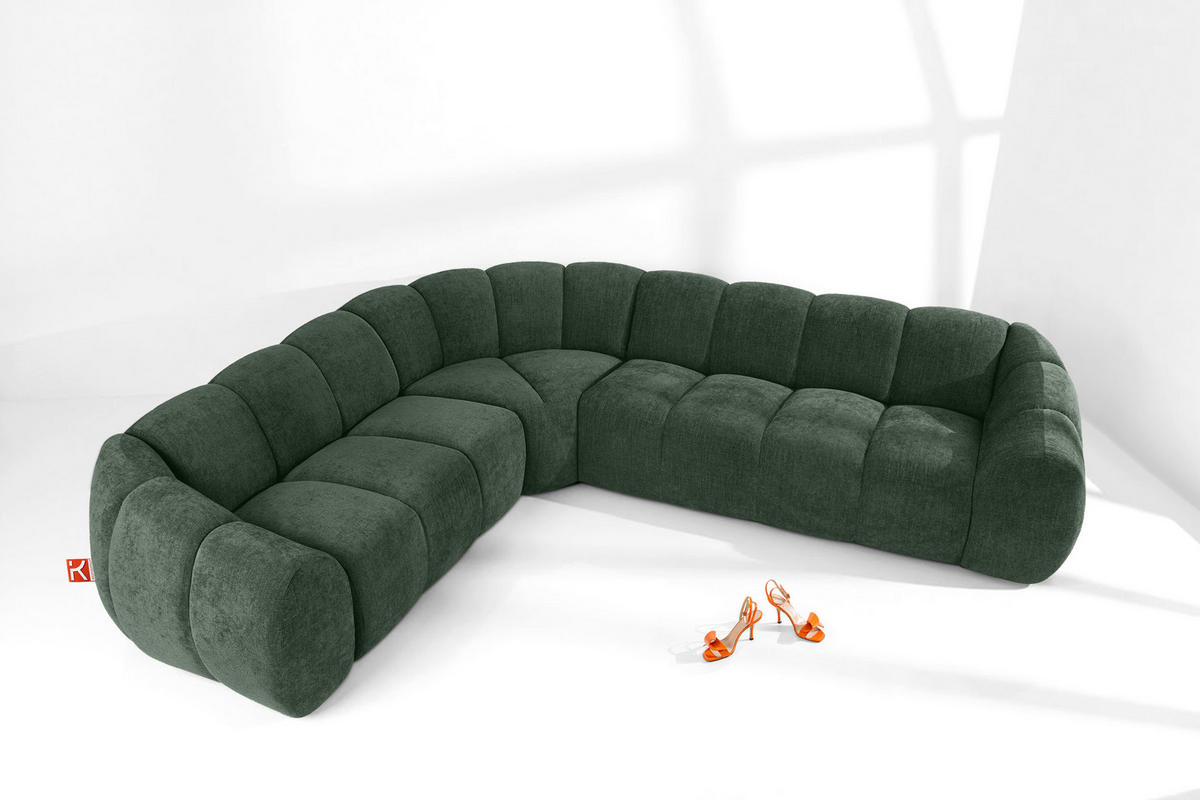 ECKSOFA LINKS FLAVA, Dunkelgrün - Dunkelgrün, Holz/Holzwerkstoff (310/270cm) - KONSIMO®