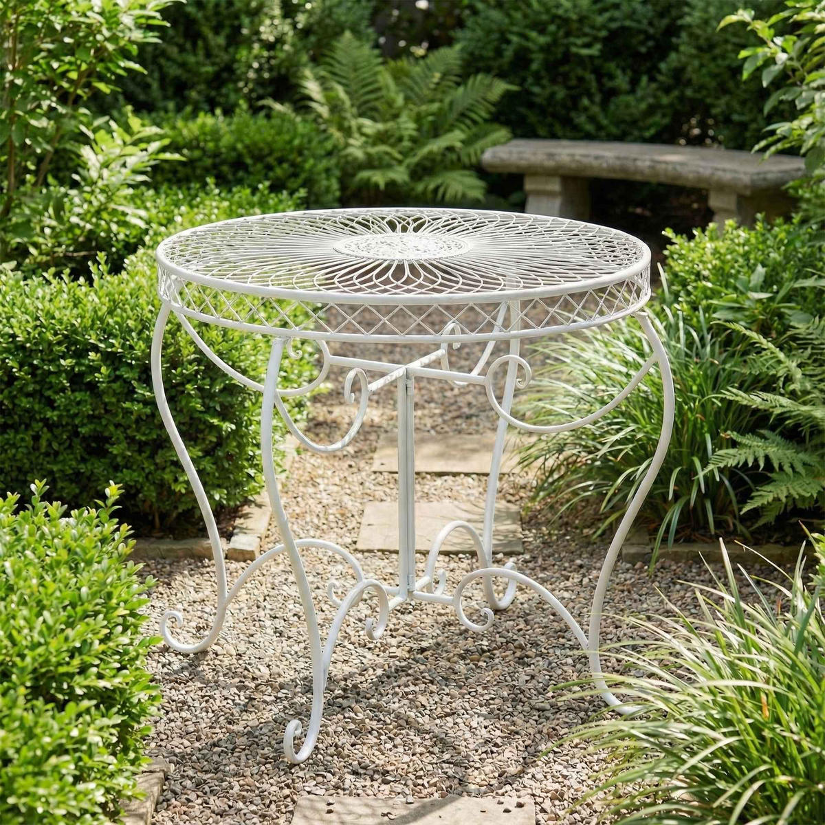 GARTENTISCH rund Ø90 cm Metall weiß - Weiß, Metall (90/90/69cm) - CLP