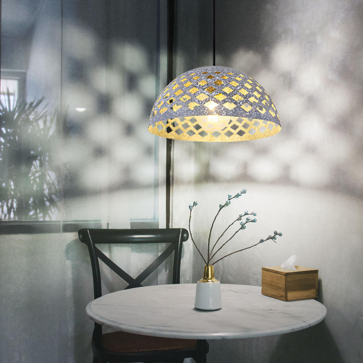 HÄNGELEUCHTE HOLLIE Metall Grau - Grau, Metall (35/35/120cm)