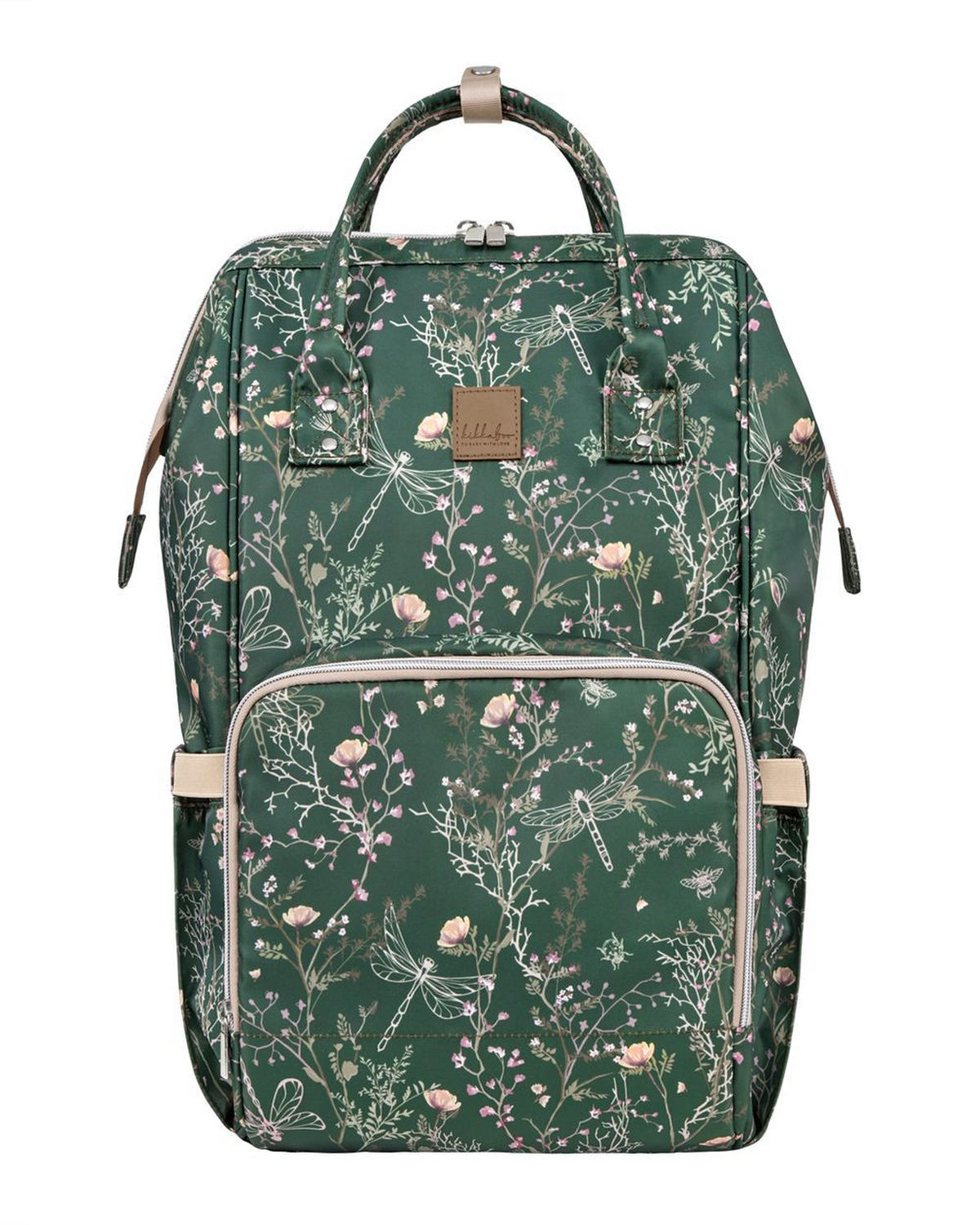 WICKELTASCHE Siena grün gemustert Wickelunterlage, Thermo-Flaschenfächer, wasserabweisende Tasche - Grün, Textil (21/42/27cm) - Kikka boo