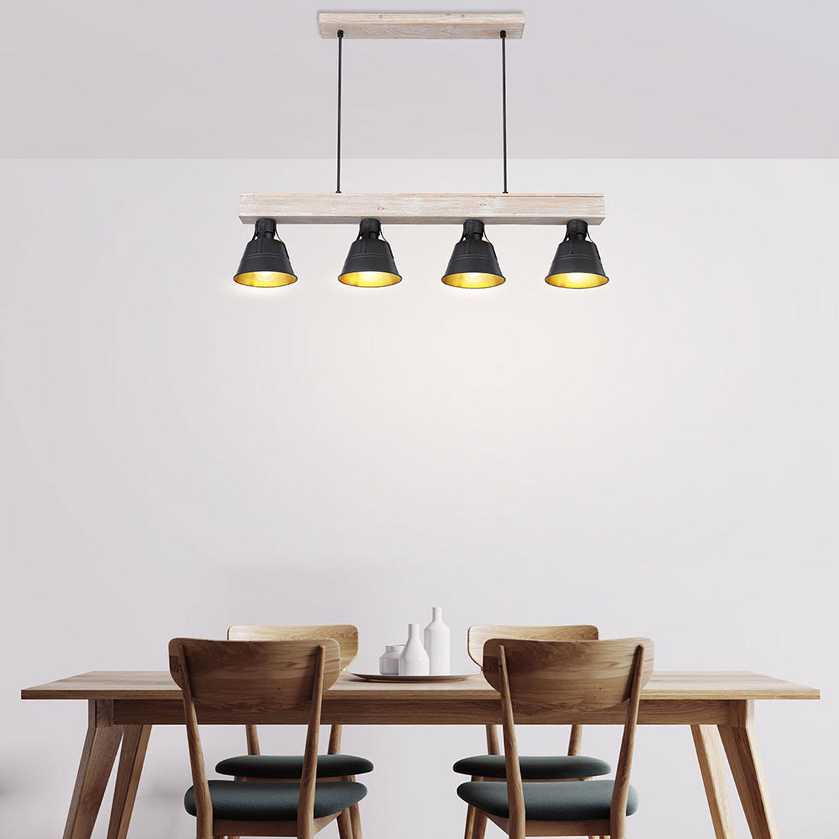 HÄNGELEUCHTE Holz Metall Braun - Braun, Holz (85/14/85cm)