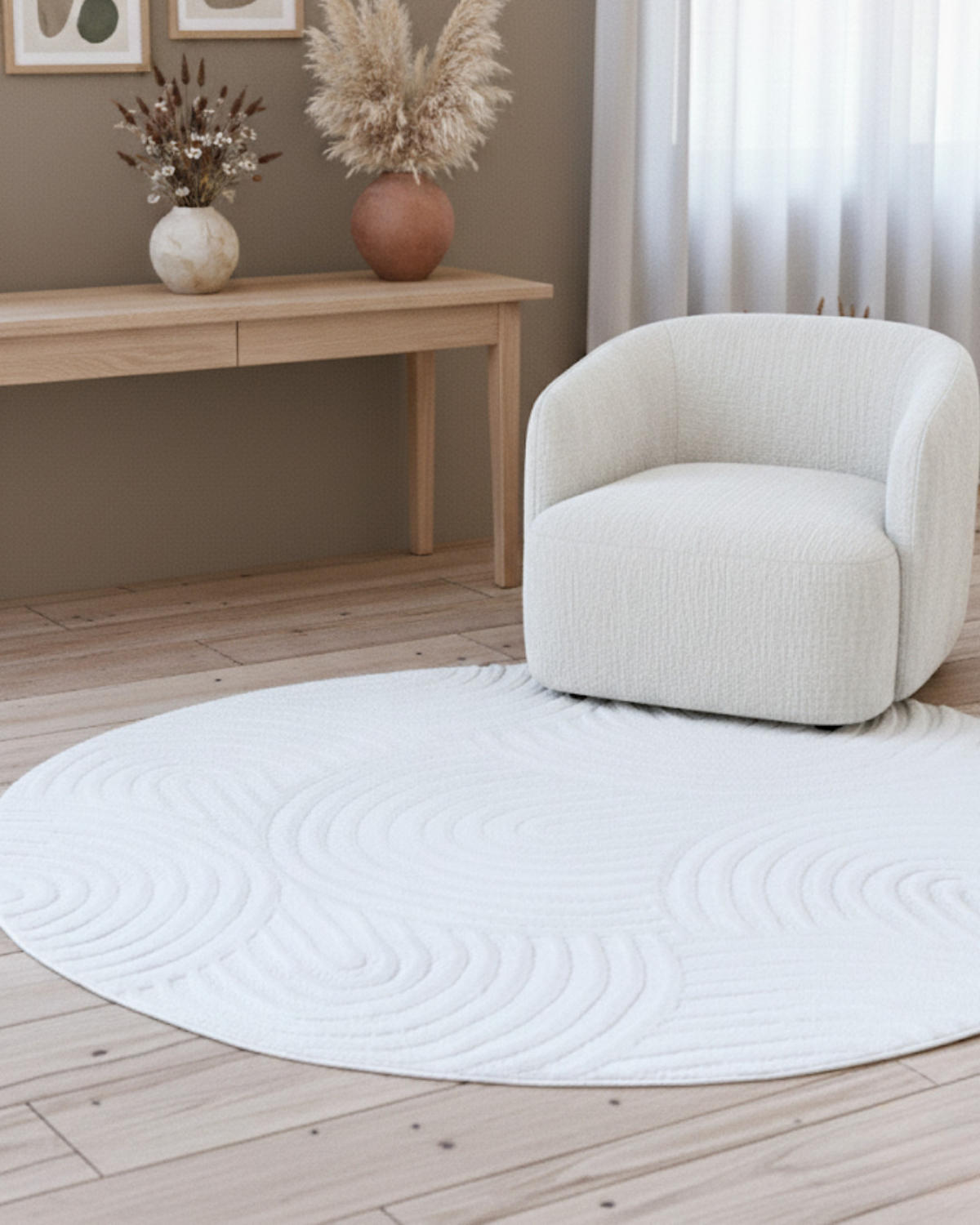 TEPPICH HYGGE Creme, rund 200/200 cm - Creme, Textil (200/200cm) - Tapiso