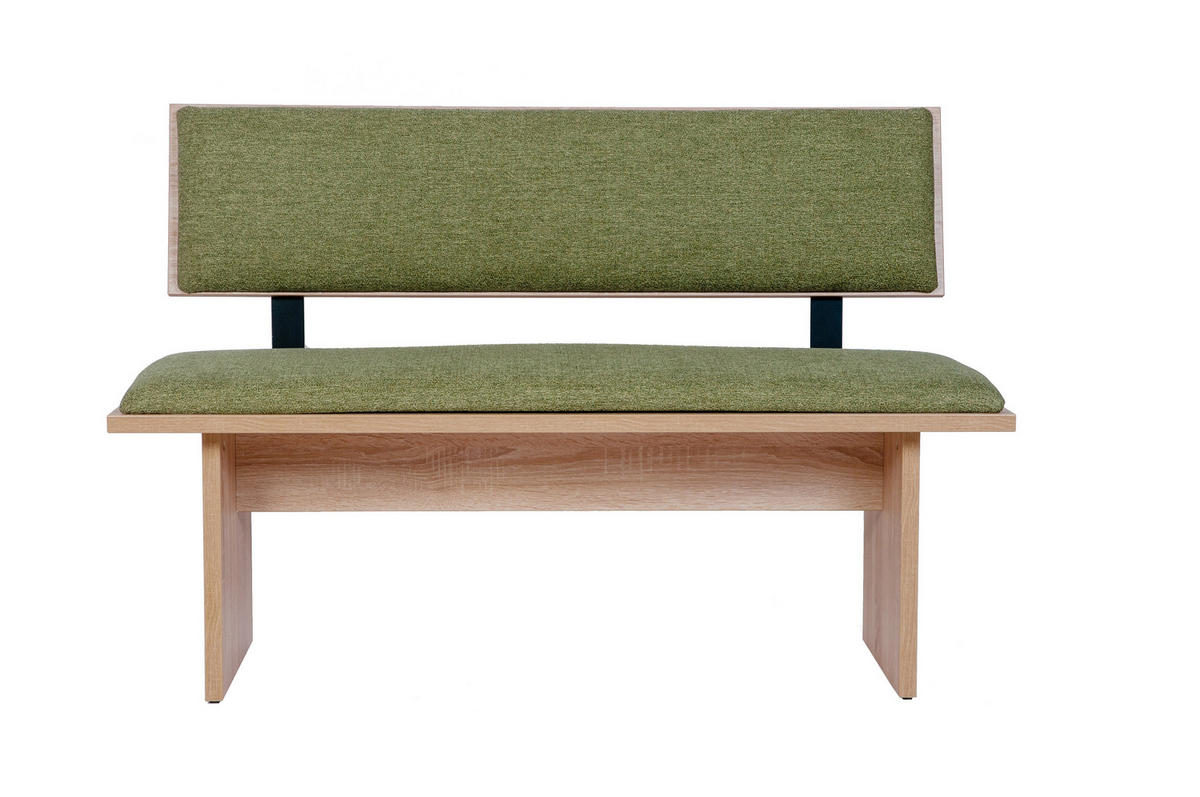 SITZBANK Die Stilvolle - Eichefarben/Grün, Holzwerkstoff/Textil (48/85/125cm) - Kundler Home
