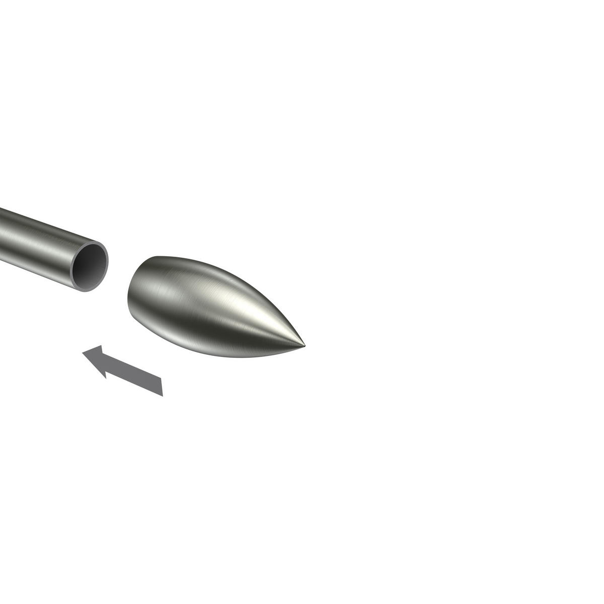ENDSTÜCKE FÜR GARDINENSTANGEN 16 mm Ø, Poveda Edelstahl-Optik, Packung 2 Stück - Edelstahlfarben, Metall (5.4/2.5/2.5cm) - INTERDECO