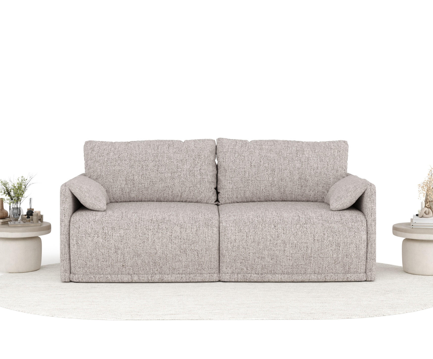 Thumbnail - Maison de Reve Schlafsofa, Hellbraun, Textil, 3-Sitzer, Füllung: Schaumstoff, Rundrohr, 215x100x112 cm, Oeko-Tex® Standa...