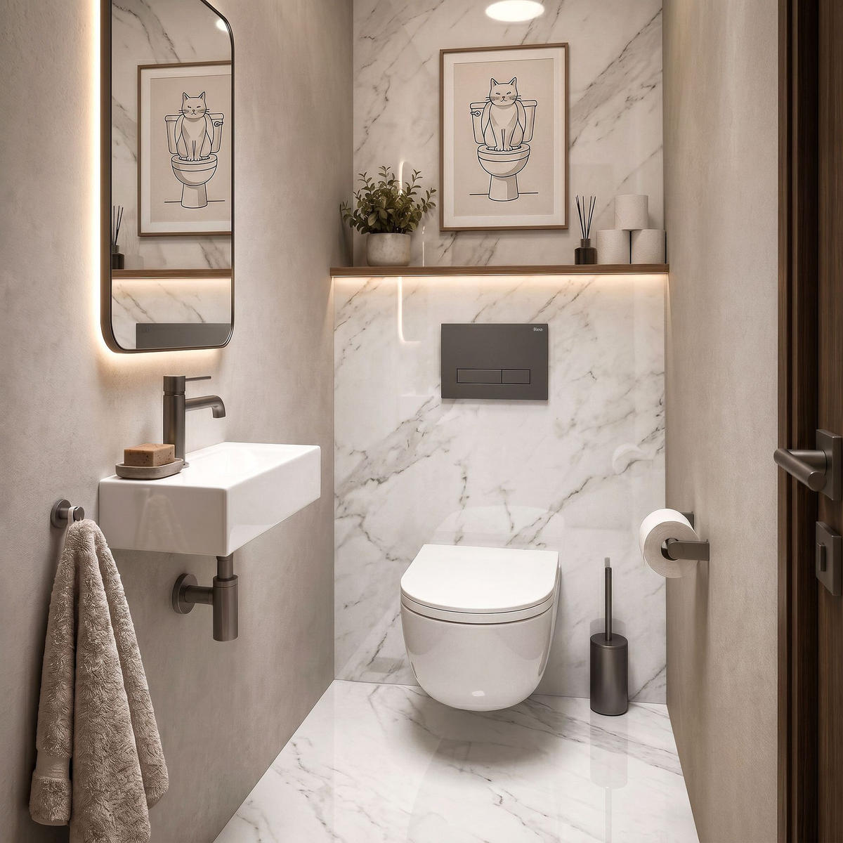 UNTERPUTZ-WC-GESTELL Set Rea Slim 024n Mit Titan Hd Drückerplatte - Titanfarben, Metall (35.2/106.2/22cm) - REA