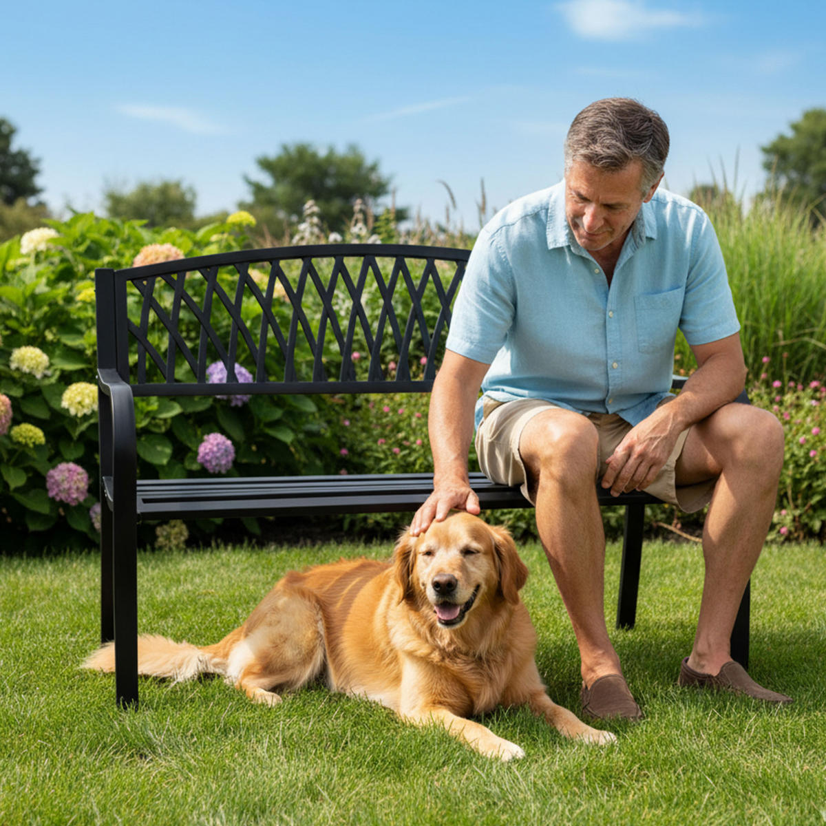 GARTENBANK ARCADIA Schwarz 127 x 86 x 62 cm - Schwarz, Metall (127/86/62cm) - Akord