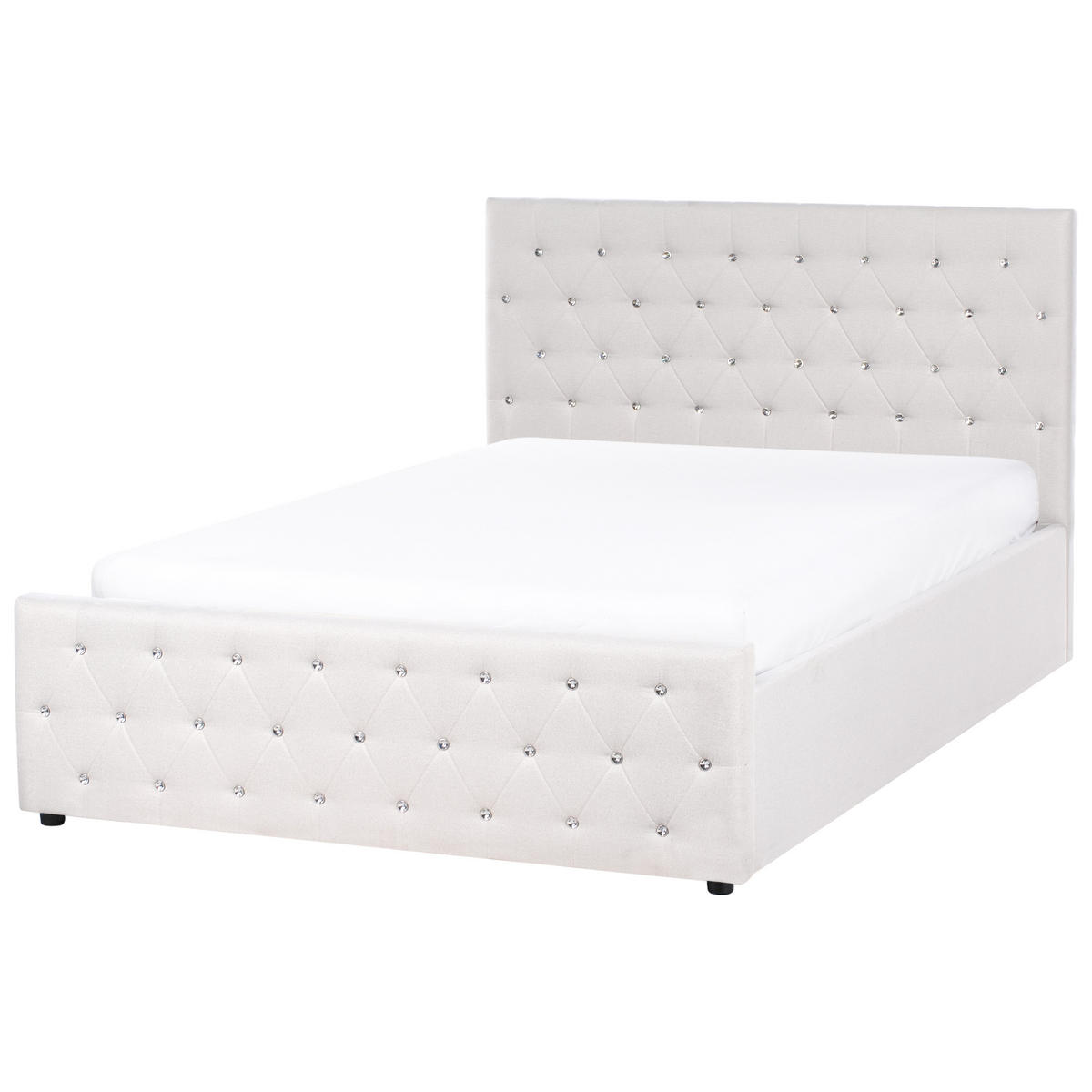 BETT mit Stauraum 140/200 cm Stoff Beige Amiens - Beige, Textil (140/200cm) - Beliani