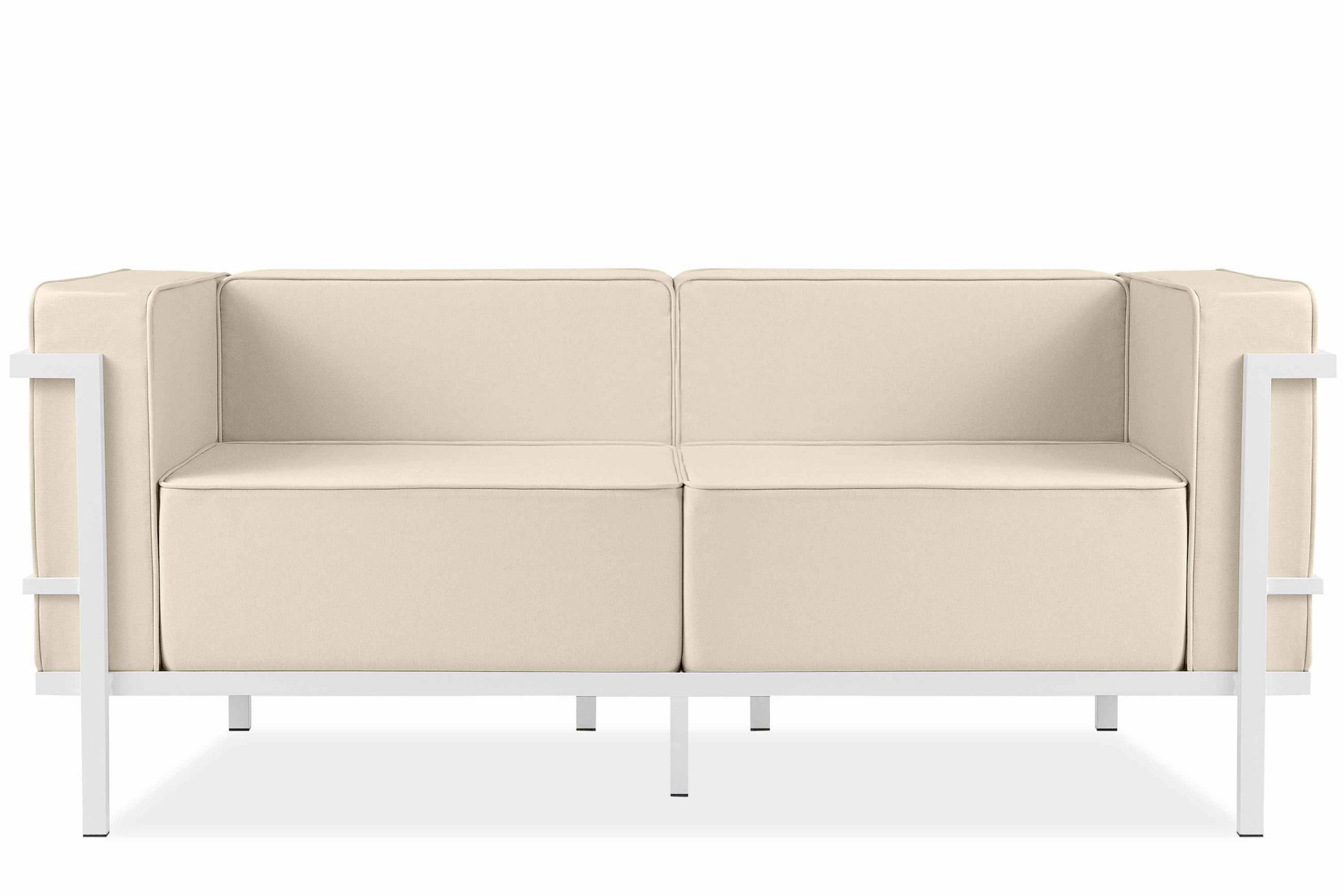 GARTENSOFA TRIGLO 2-Personen, Stahlrahmen, Modern, Weiß/Cremeweiß - Creme/Weiß, Textil/Metall (164/70/69cm) - KONSIMO®