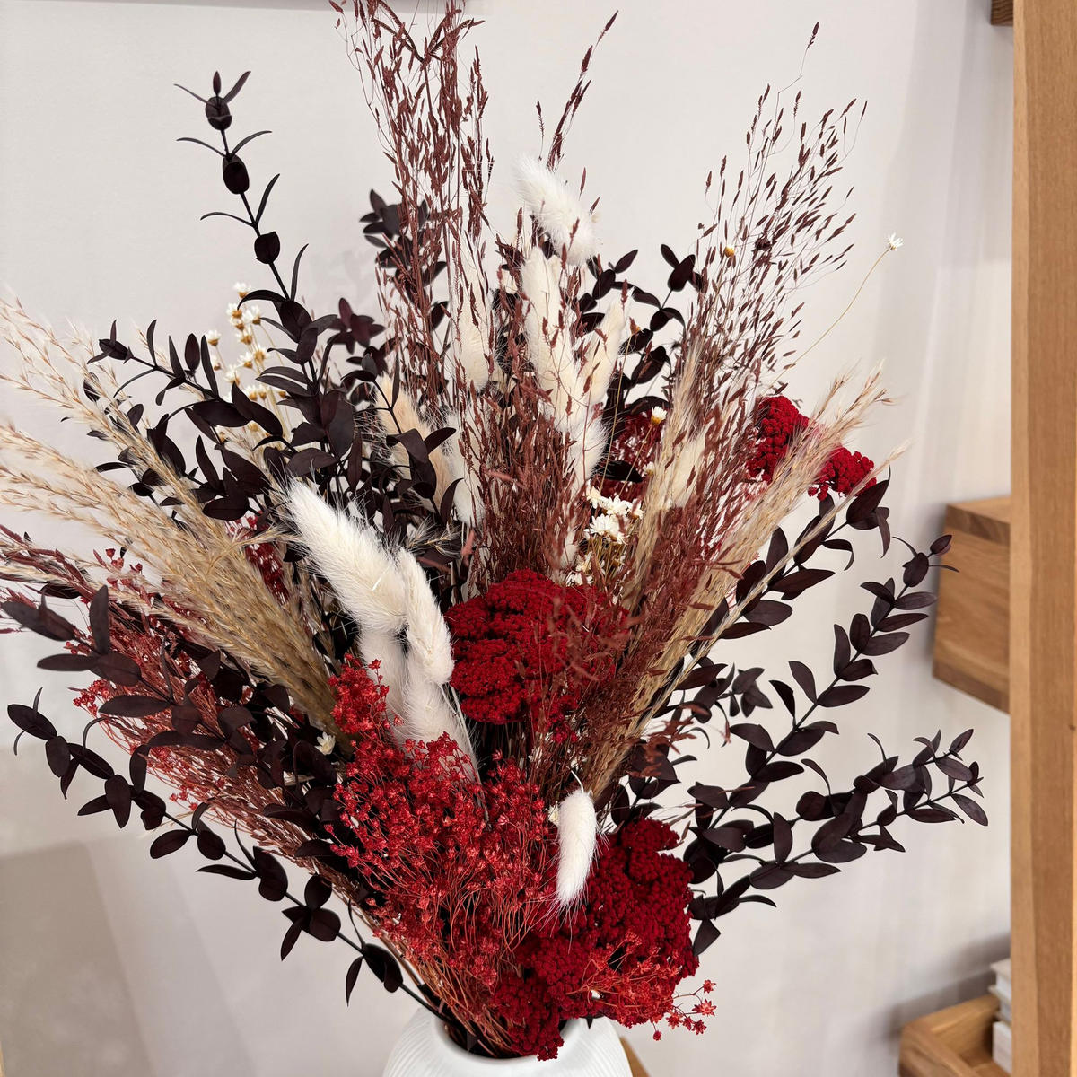 HERBSTLICHER Trockenblumenstrauß Bordeaux-Weiß - lila / 40 cm - Lila, Naturmaterialien (40cm) - Lykke & You