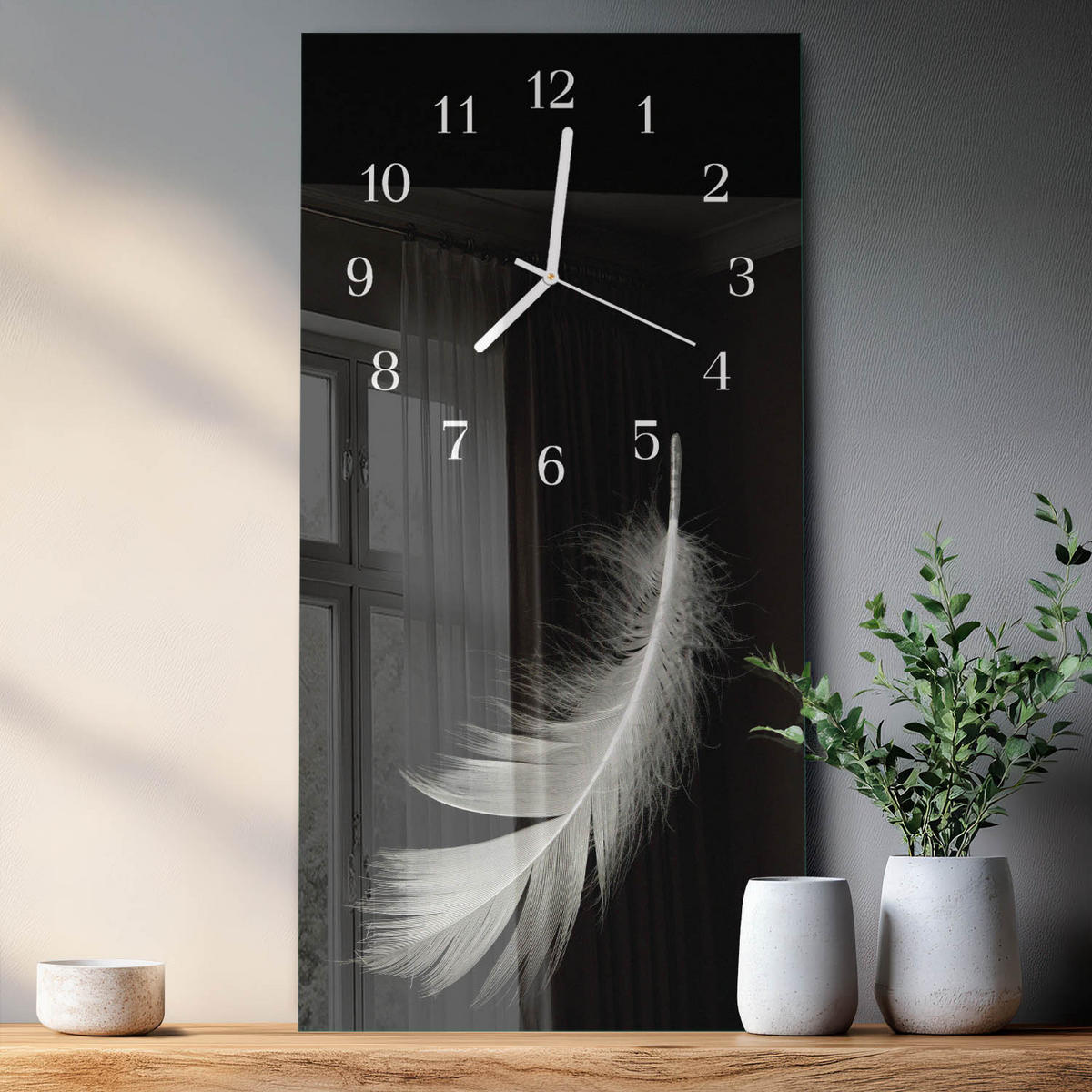 WANDUHR 30x60 cm - Horizont - Schwarz, Glas (30/60/0.4cm) - TULUP