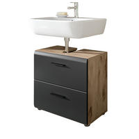 WASCHBECKENUNTERSCHRANK Schwarz matt, Eiche 60 cm, Unterschrank mit Schubladen - Eichefarben/Schwarz, Holzwerkstoff/Kunststoff (60/54/30cm) - Inn.Furn