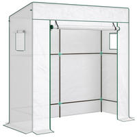 TOMATENGEWÄCHSHAUS Foliengewächshaus mit Rolltor Mesh-Fenster Schrägdach - Weiß, Kunststoff (77/197/196cm) - Outsunny