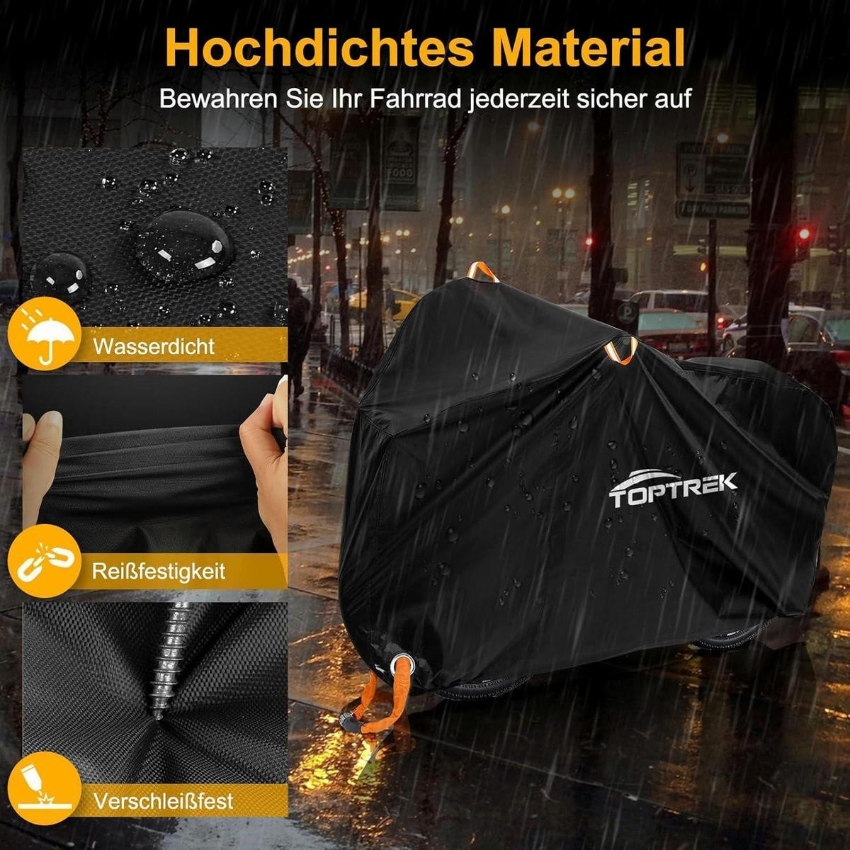 FAHRRADABDECKUNG für 2 Fahrräder 210 x 110 x 95 cm Schwarz - Schwarz, Textil (110/95/210cm)