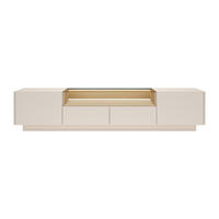 TV-BOARD - 203 cm x 39.5 cm - glas - beige, naturfarben hell Alivento - Beige/Naturfarben, Glas/Holz (203/43.4/39.5cm) - Vente-Unique