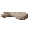 WOHNLANDSCHAFT Didim Beige 378/220/78 cm – großes Sofa stilvoll & bequem L - Beige/Schwarz, Kunststoff/Textil (220/78/378cm) - AX Living