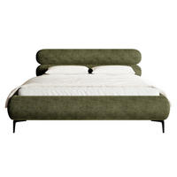 POLSTERBETT Roule Olivgrün Chenille mit schwarzen Metallbeinen 180 cm - Schwarz/Olivgrün, Textil/Metall (180/200cm) - Selsey